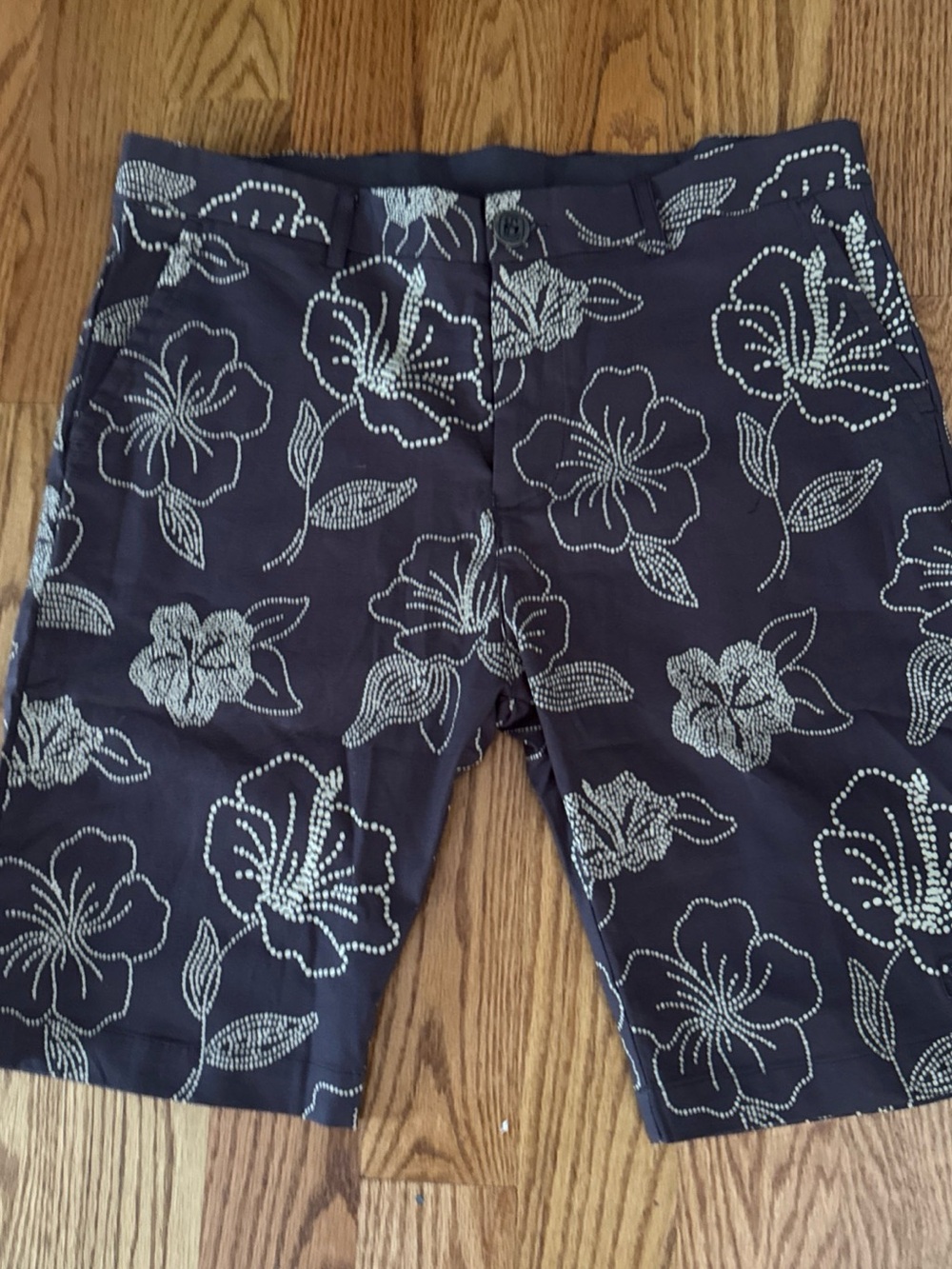 Men's Brown Tahiti Floral Flat Front Stretch Shorts